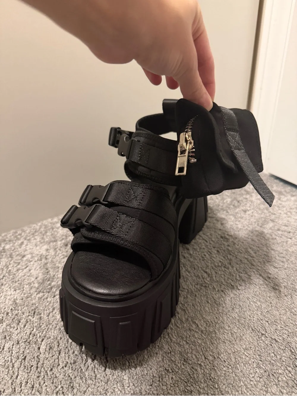 Dolls Kill Utopia Platform Sandals, Black